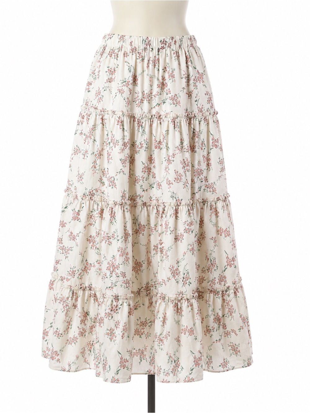 Princess Polly Cream Floral Tiered Maxi Skirt